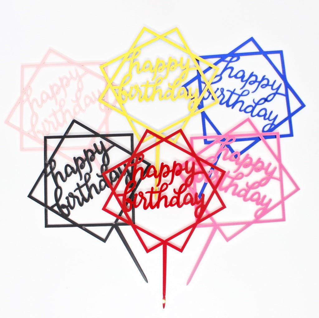 Happy birthday cake topper squares squares