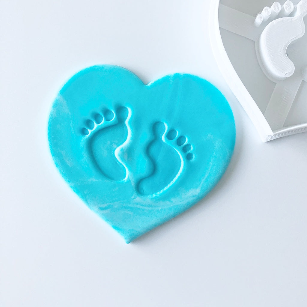 Heart shaped cookie cutter baby feet fondant embosser