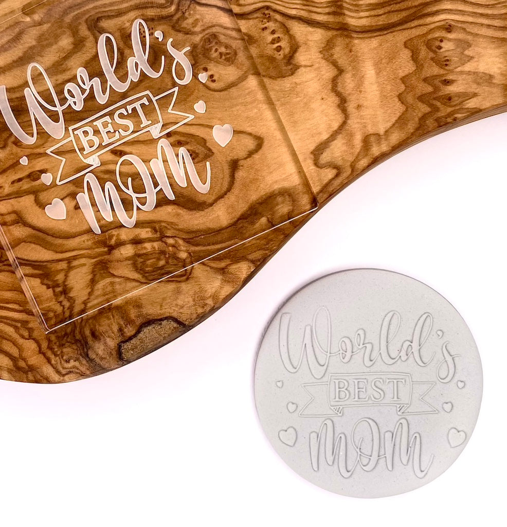 acrylic cookie stamp fondant embosser debosser world's best mom