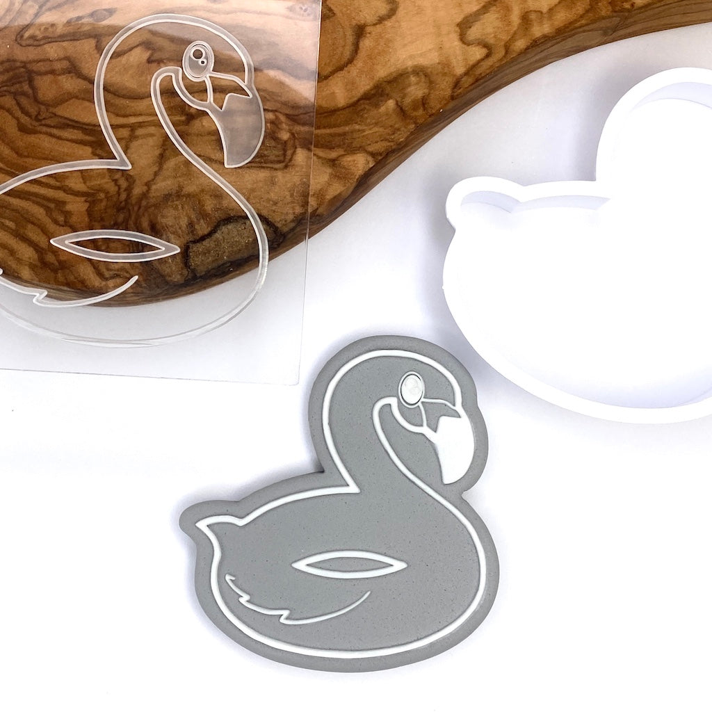 acrylic cookie stamp fondant embosser pool inflatable flamingo