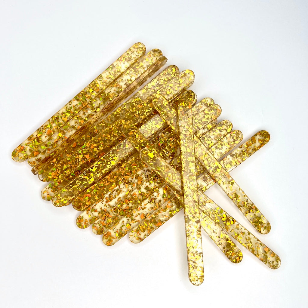 Popsicle ice cream sticks gold chunky glitter acrylic reusable regular size