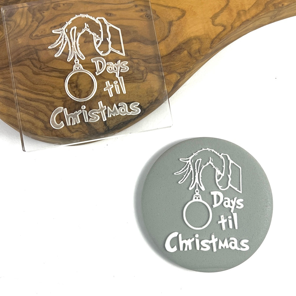 acrylic cookie stamp fondant embosser Grinch days til Christmas
