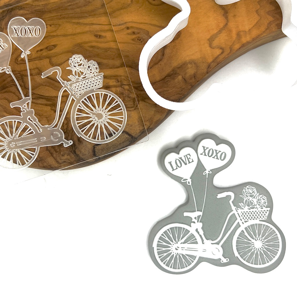 cookie cutter cookie stamp fondant embosser love xoxo valentine's day bike