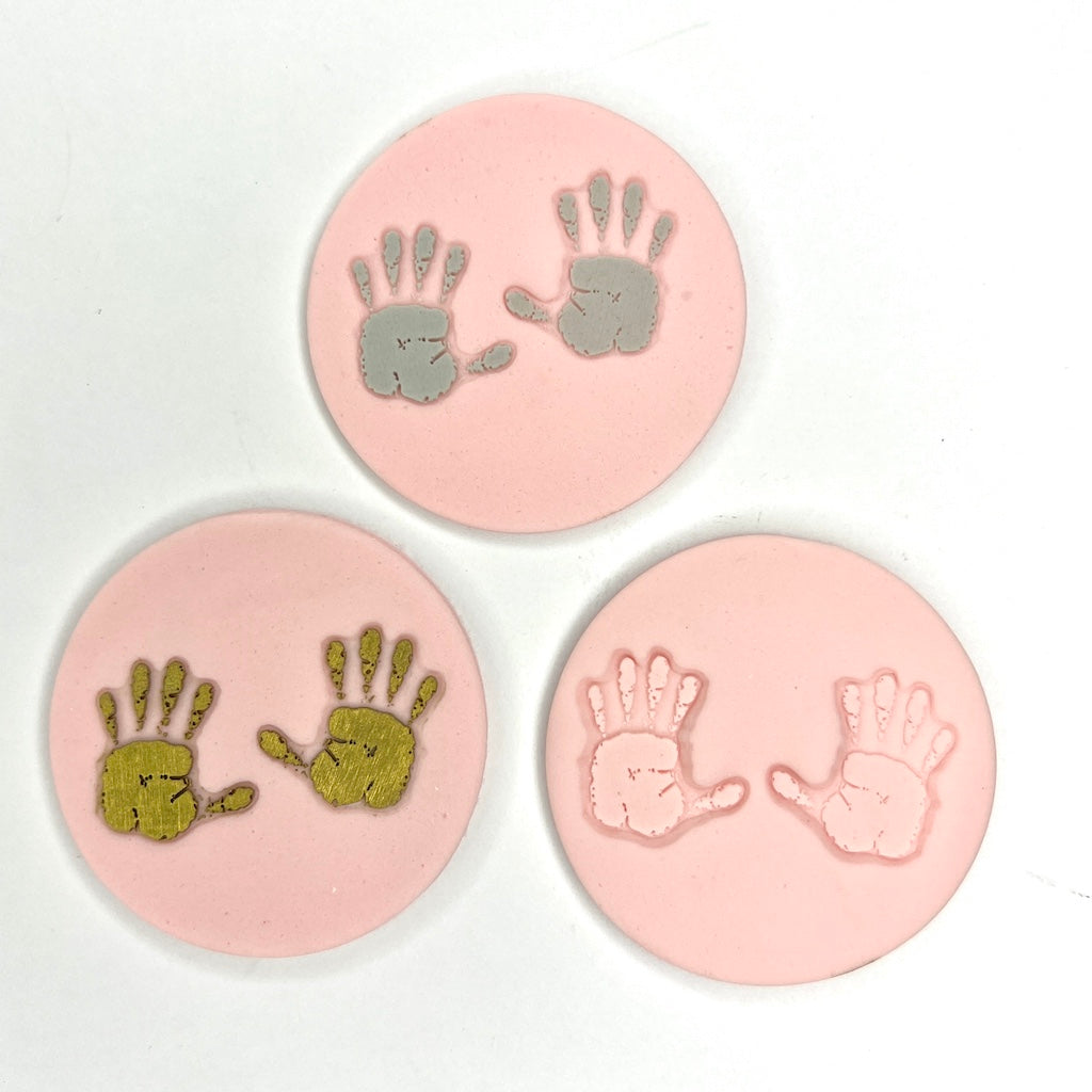 Sucreglass superstamp cookie stamp fondant debosser hand prints kids baby shower gender reveal