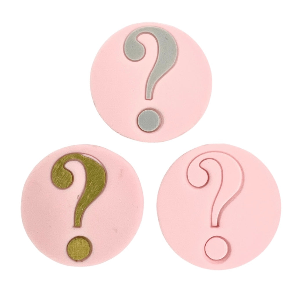 sucreglass cookie stamp fondant debosser baby shower question mark gender reveal