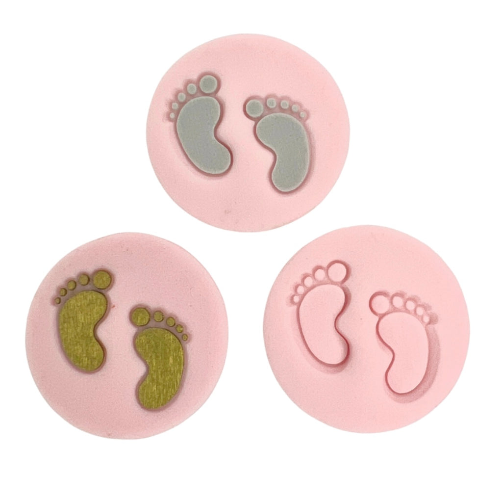 cookie stamp fondant debosser feet footprints baby feet baby shower gender reveal