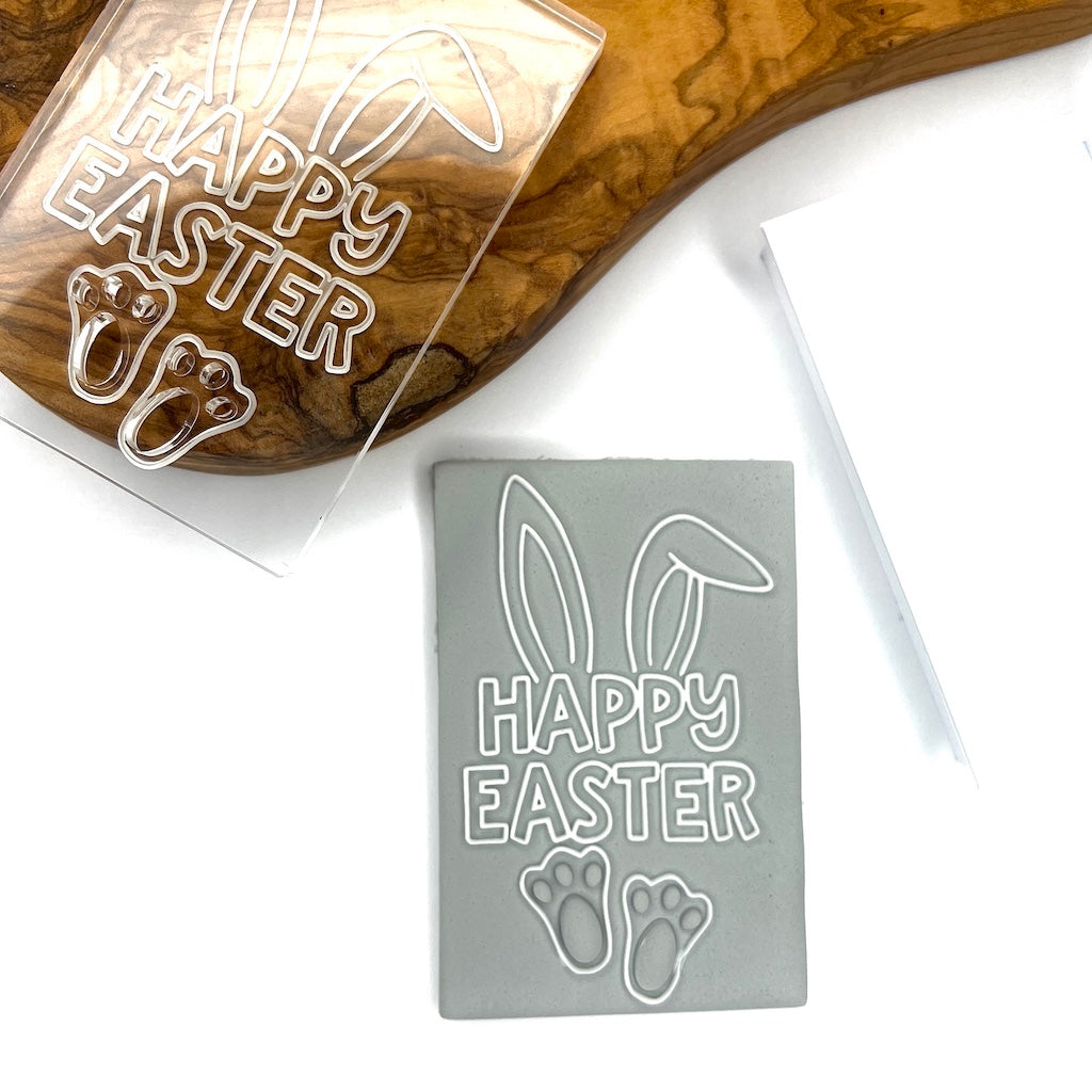 acrylic cookie stamp cookie cutter fondant embosser happy easter bunny