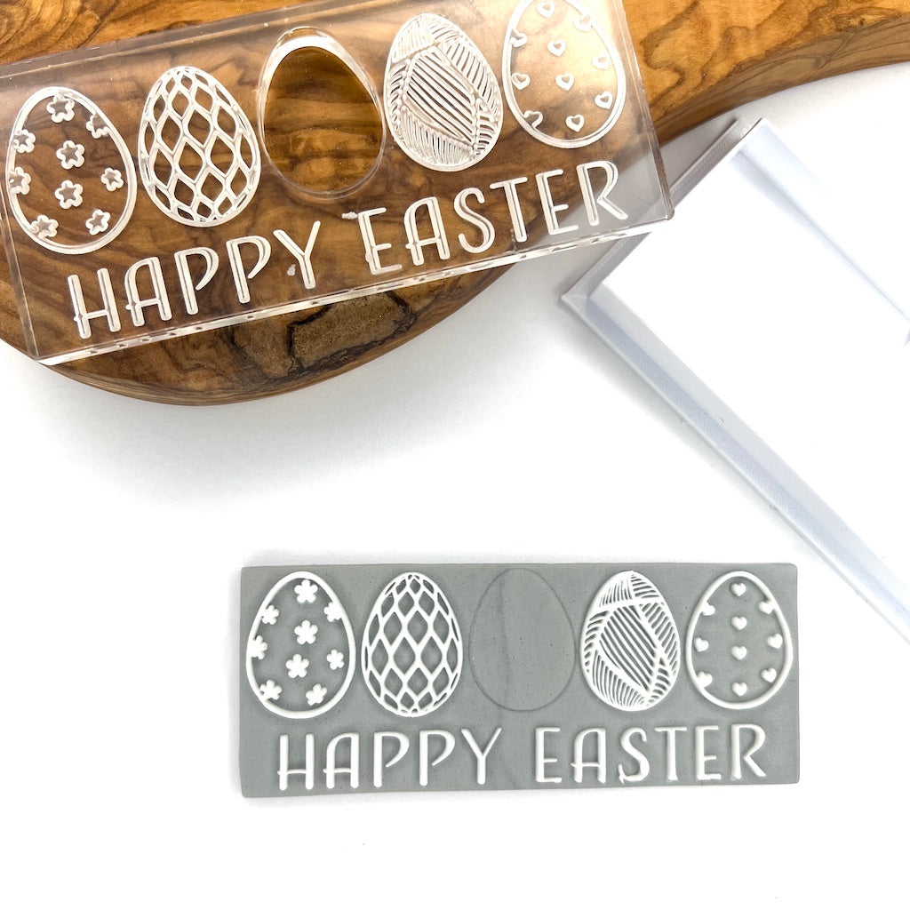 acrylic cookie stamp cookie cutter fondant embosser happy easter eggs