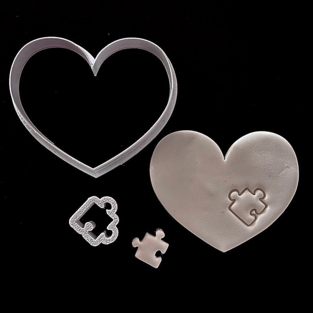 puzzle love heart cookie fondant cutter