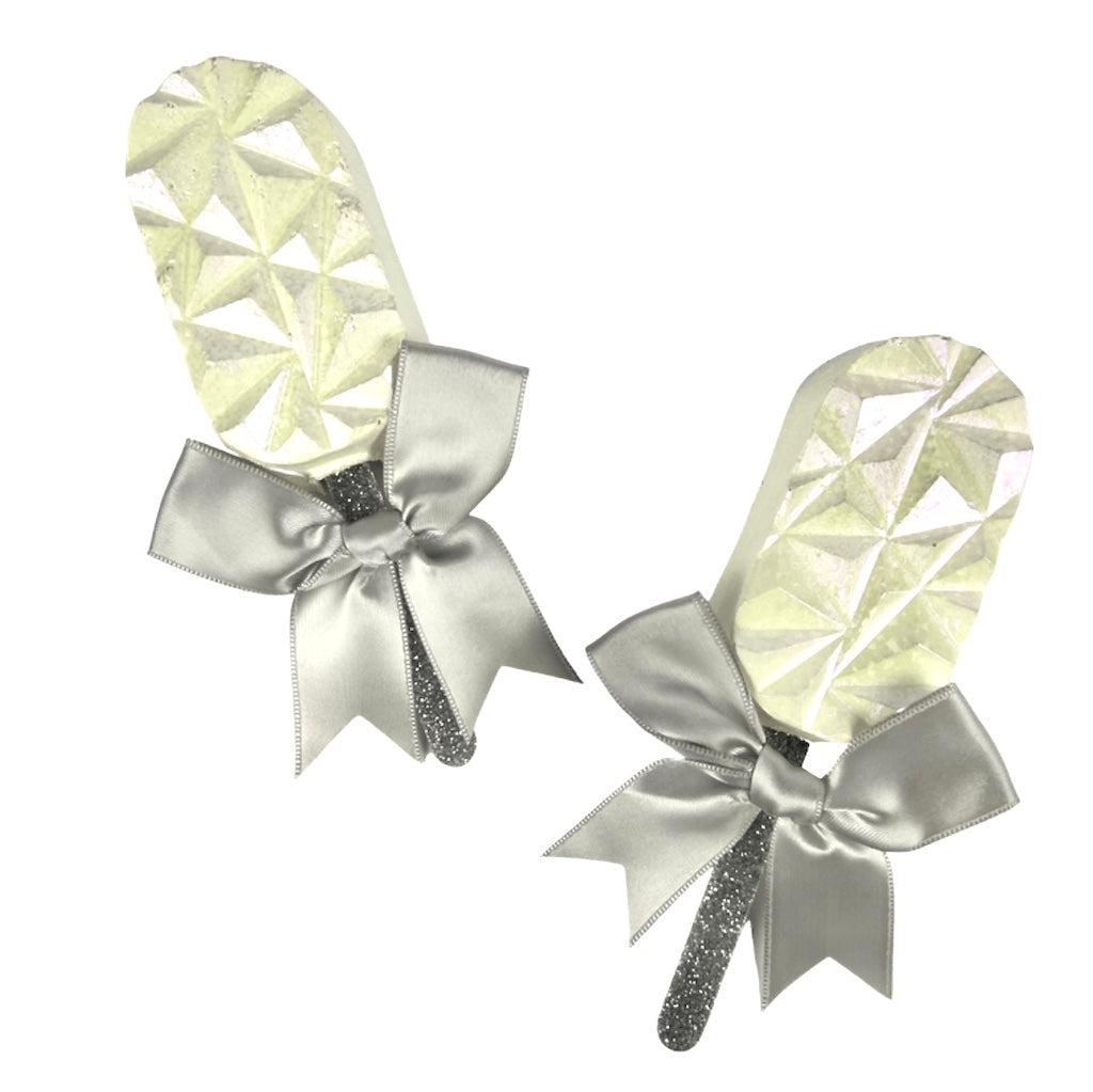 popsicle cakesicle bow 8cm 12 pack silver