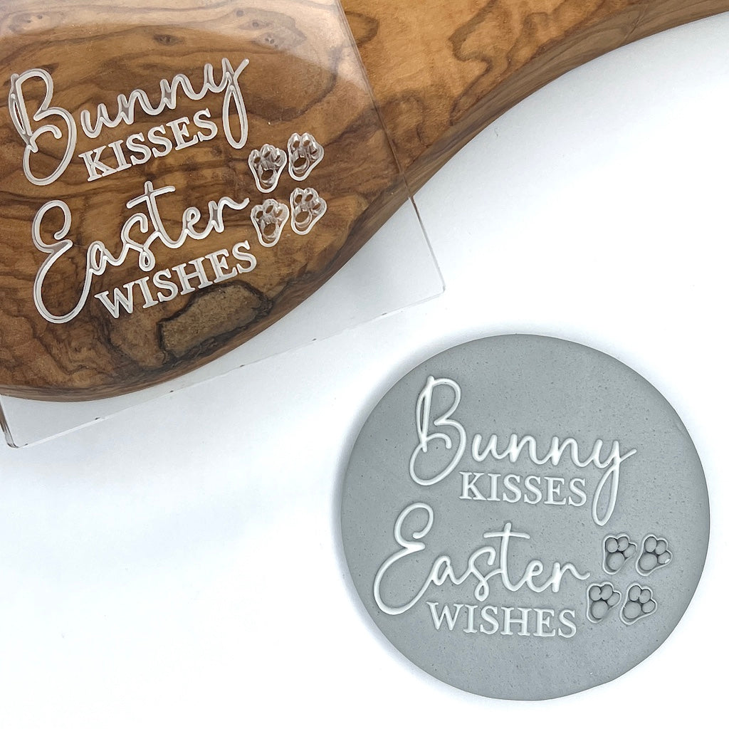 acrylic cookie stamp cookie cutter fondant embosser bunny kisses and easter wishes