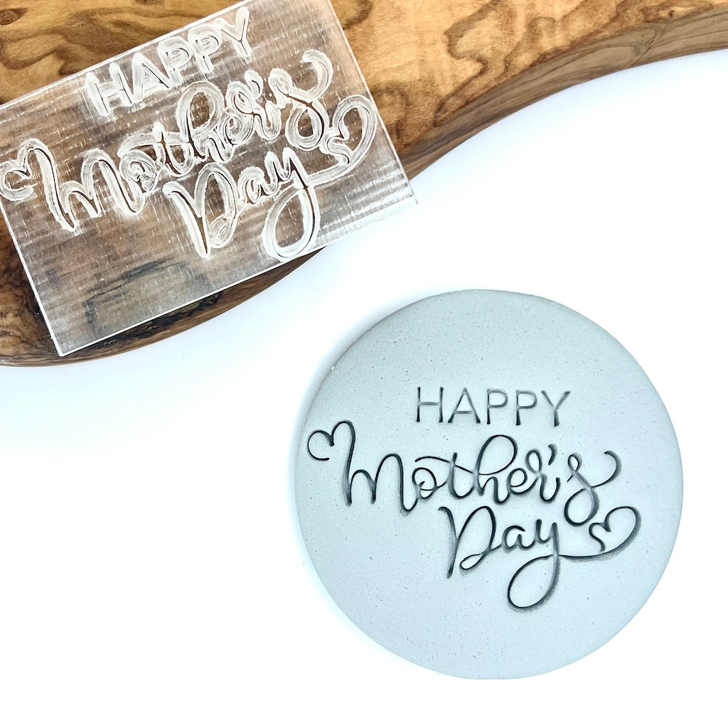 happy mother's day hearts cookie stamp fondant embosser
