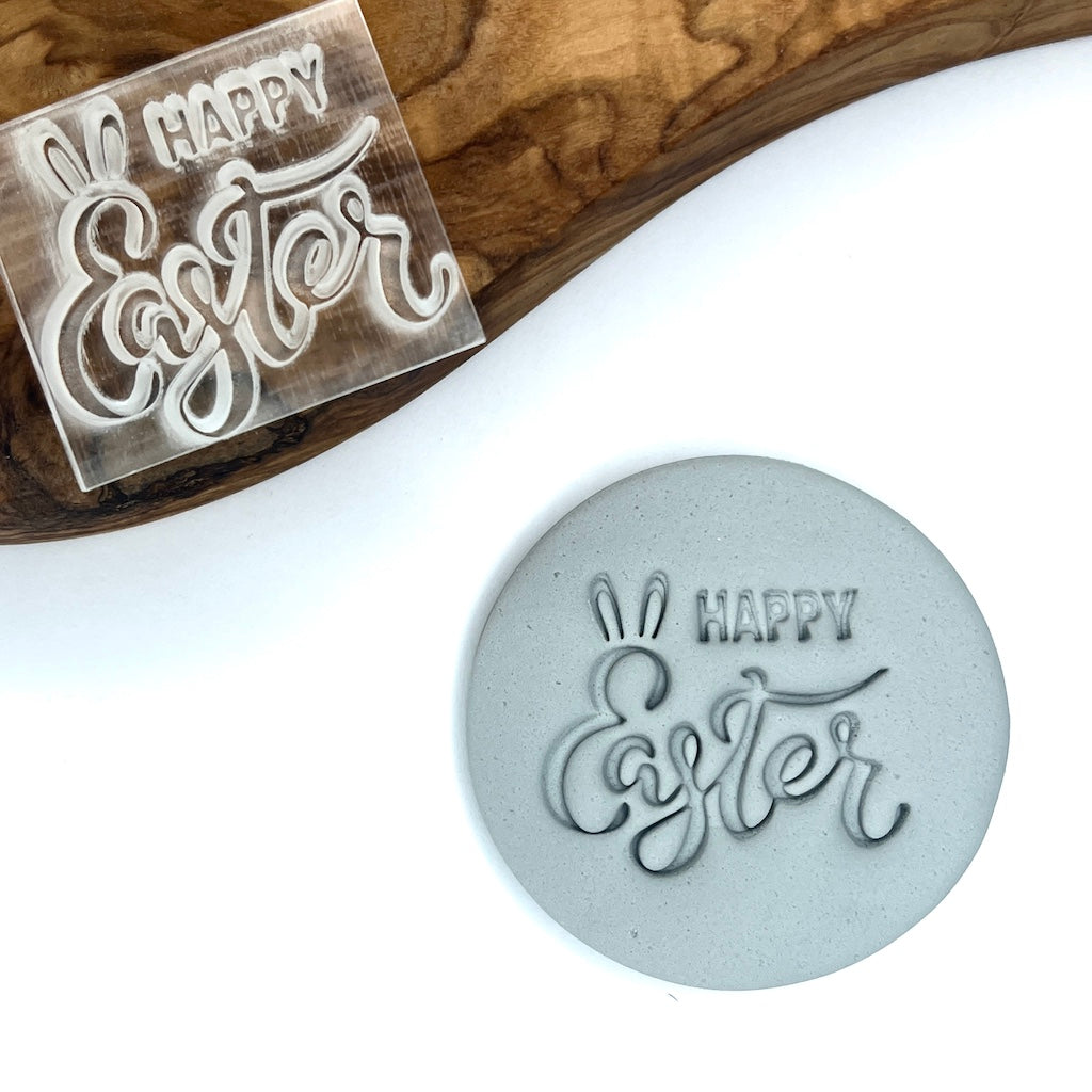 happy easter bunny ears fondant cookie stamp embosser