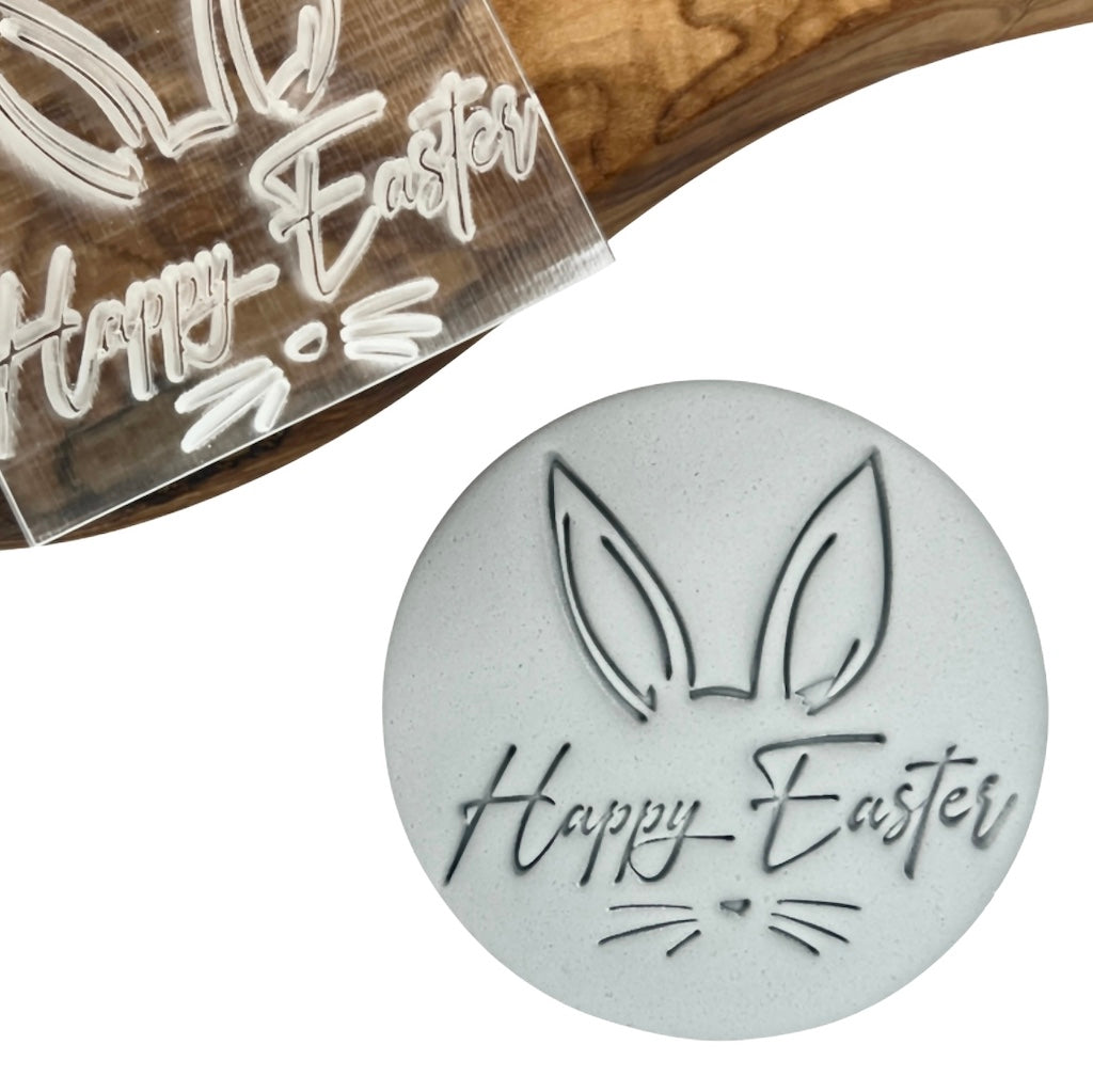 happy easter bunny ears fondant cookie stamp embosser