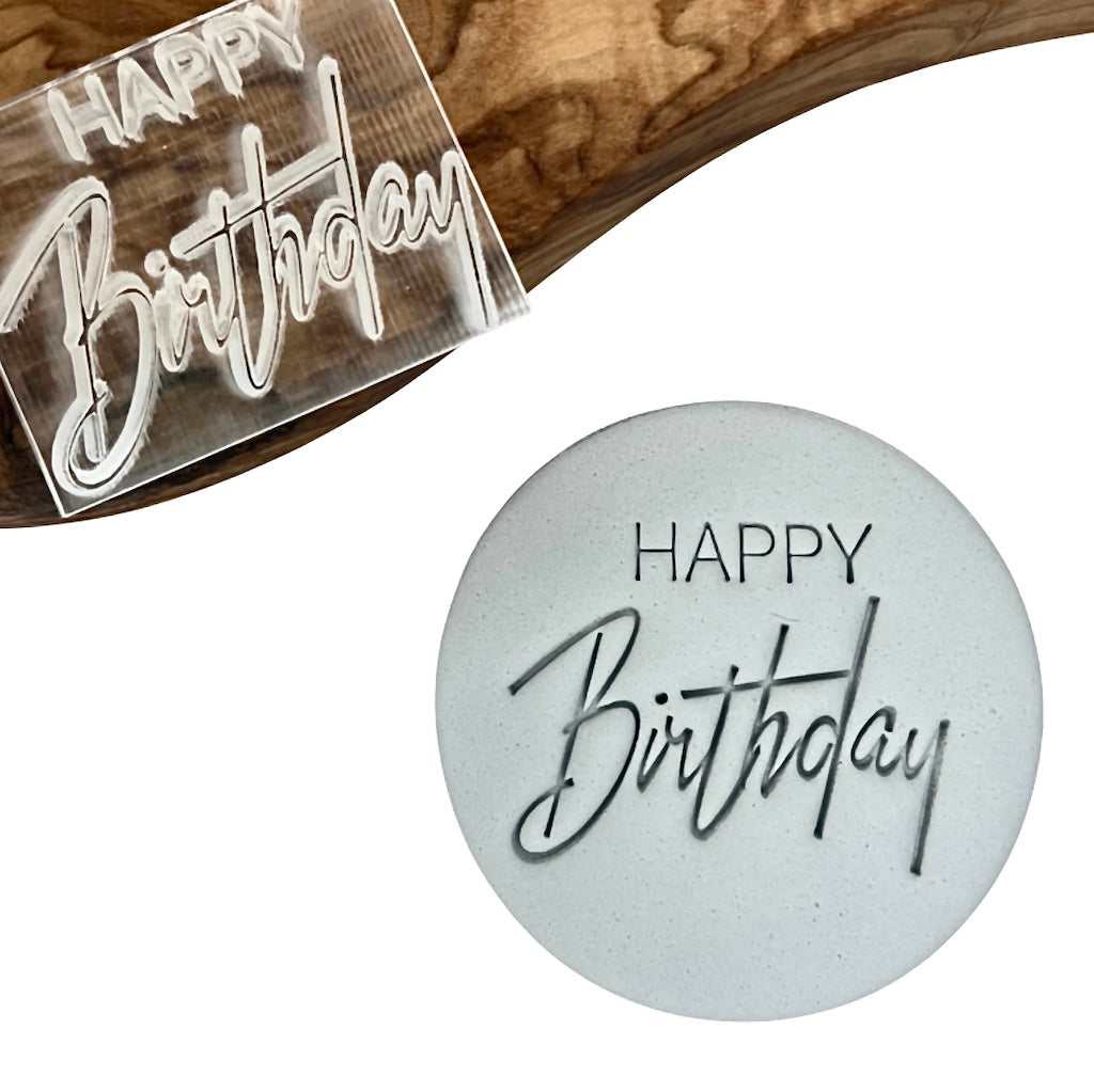Sweet Stamp Happy Birthday Plastic Cookie/Cupcake Embosser 