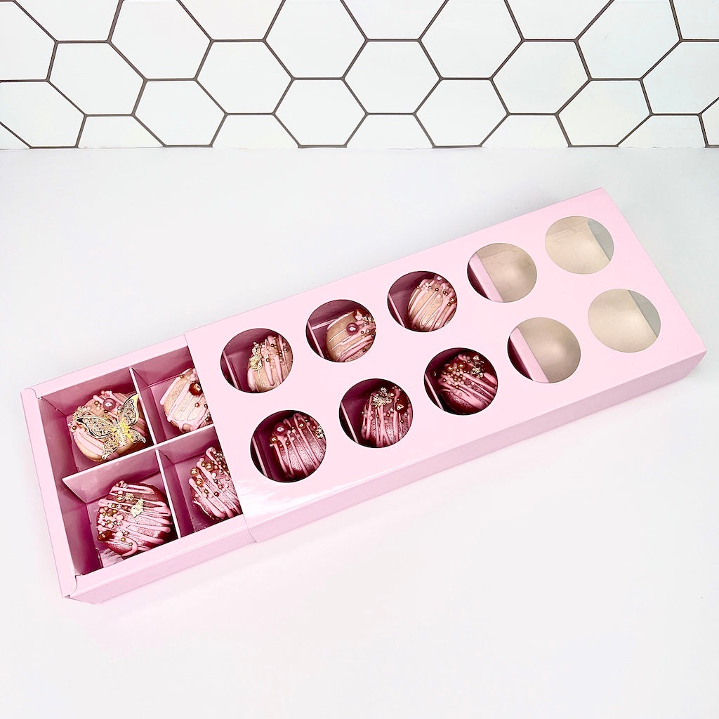 olbaa macaron boxes 10 piece large blossom pink