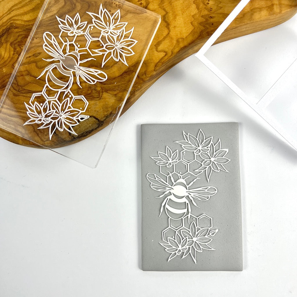 Cookie Stamp Debosser + Cookie Cutter – Boho Floral Bee
