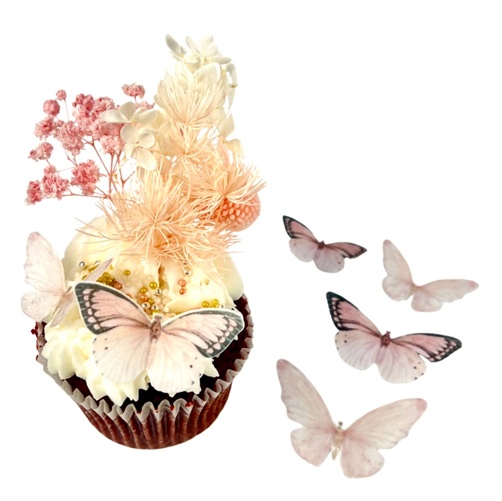 Butterfly and flowers Birthday Cake topper Edible paper sugar sheet cupcakes