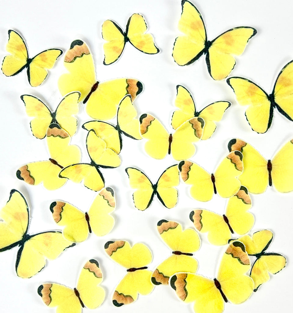 edible wafer paper cupcake toppers yellow butterflies