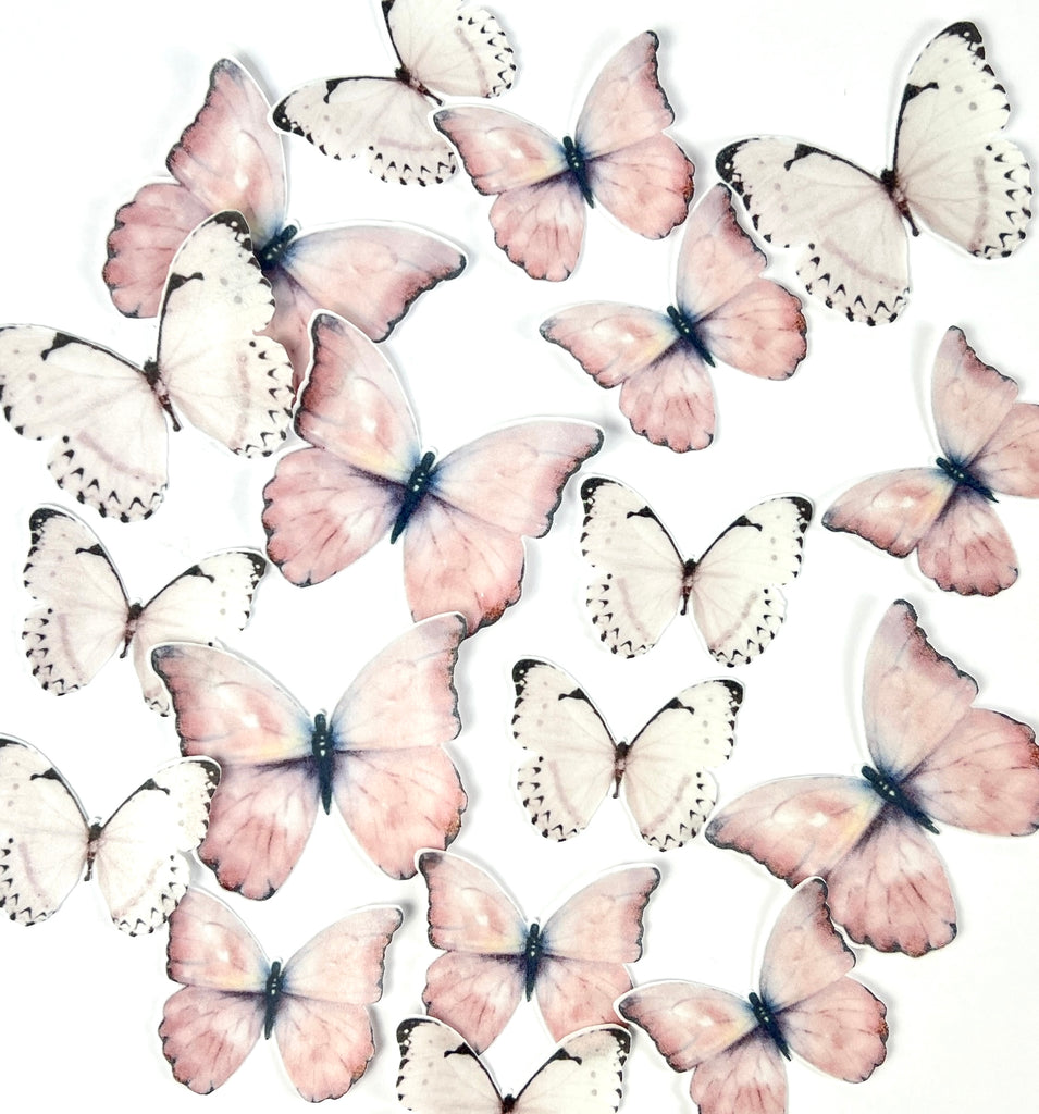 Edible Wafer Cupcake Toppers - Pink Butterflies 18pc
