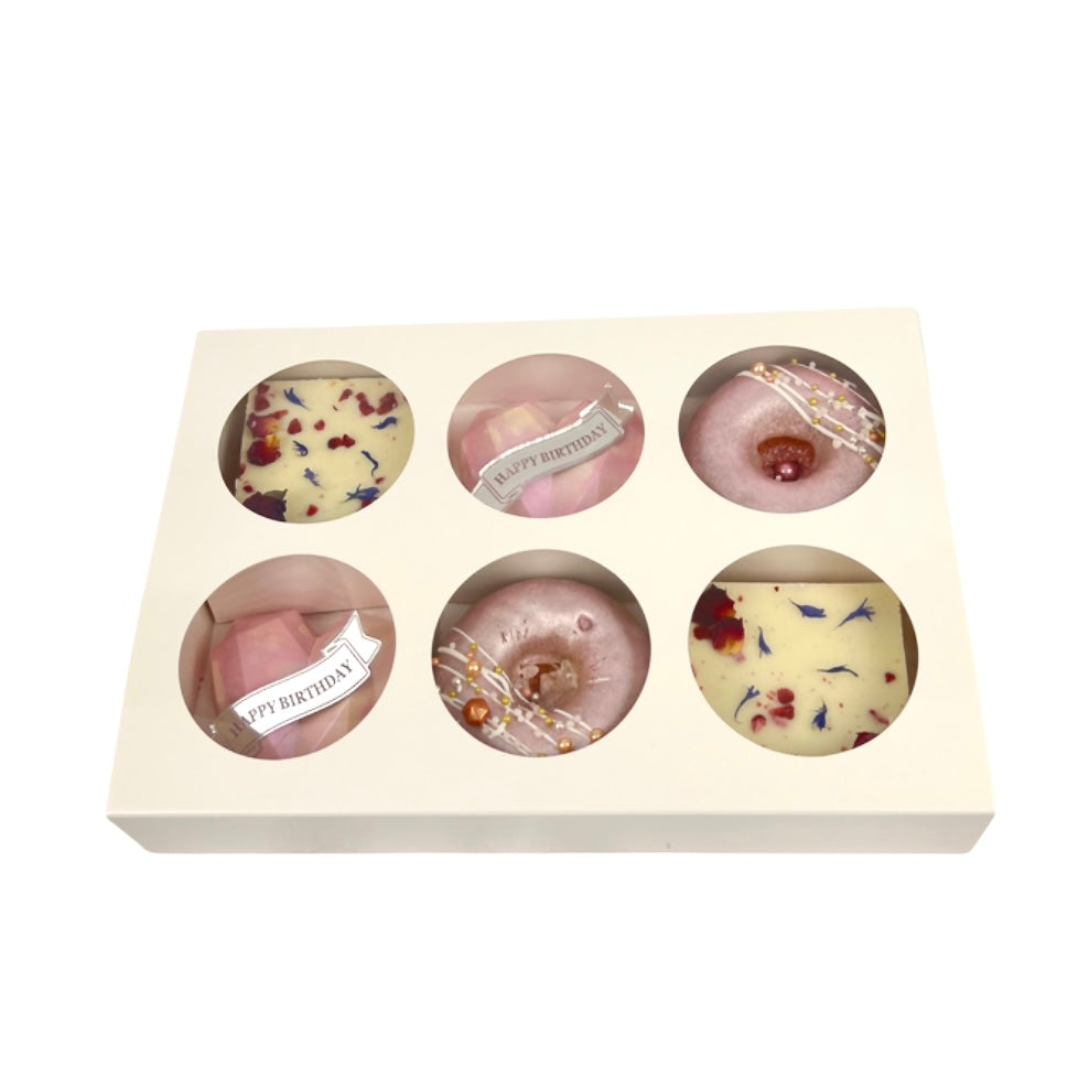 Olbaa Cookie Box with Window - White 6 Hole