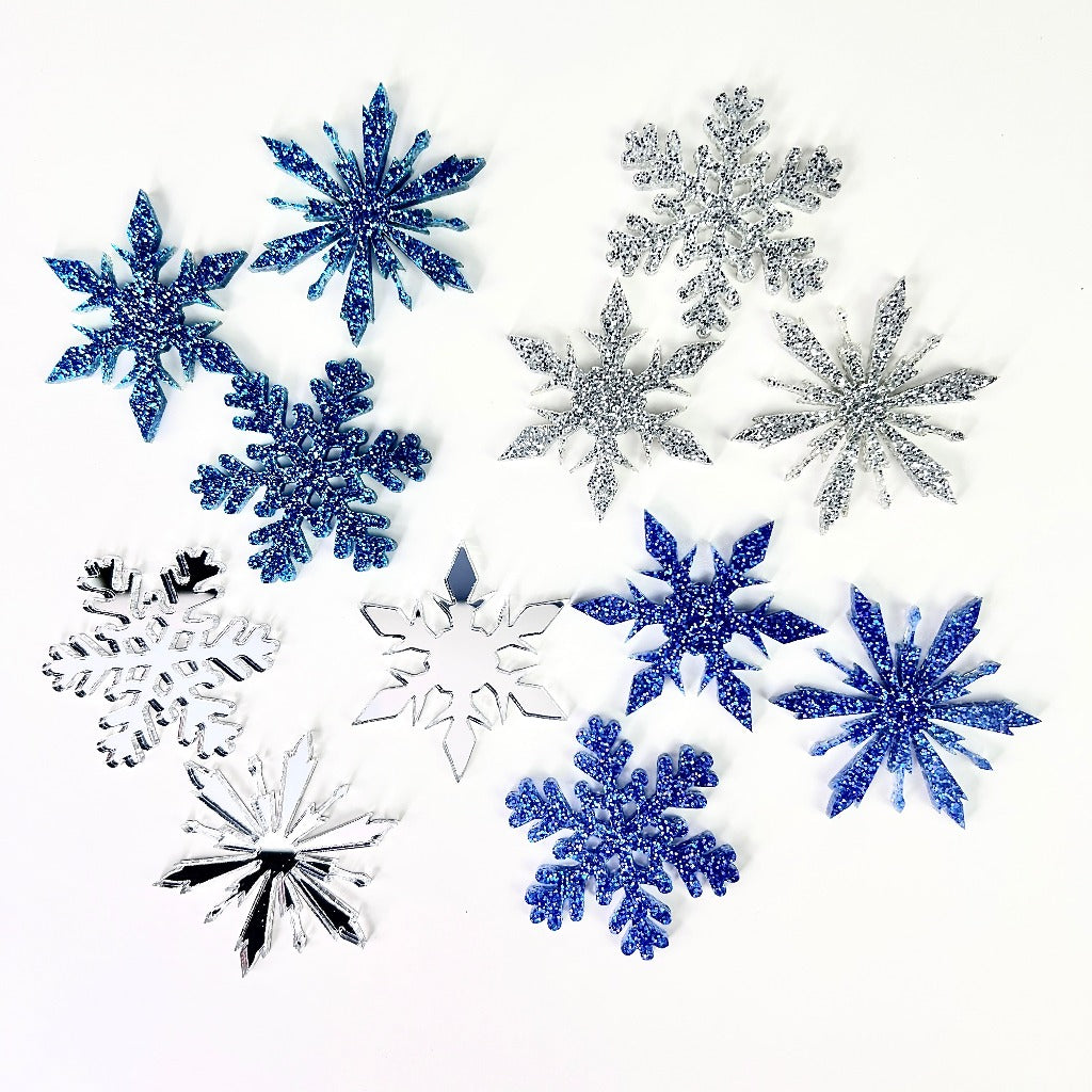 Acrylic Cupcake Topper Charms - Snowflakes