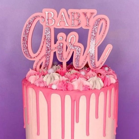 Double Layer Acrylic Baby Shower Cake Topper - Baby Girl