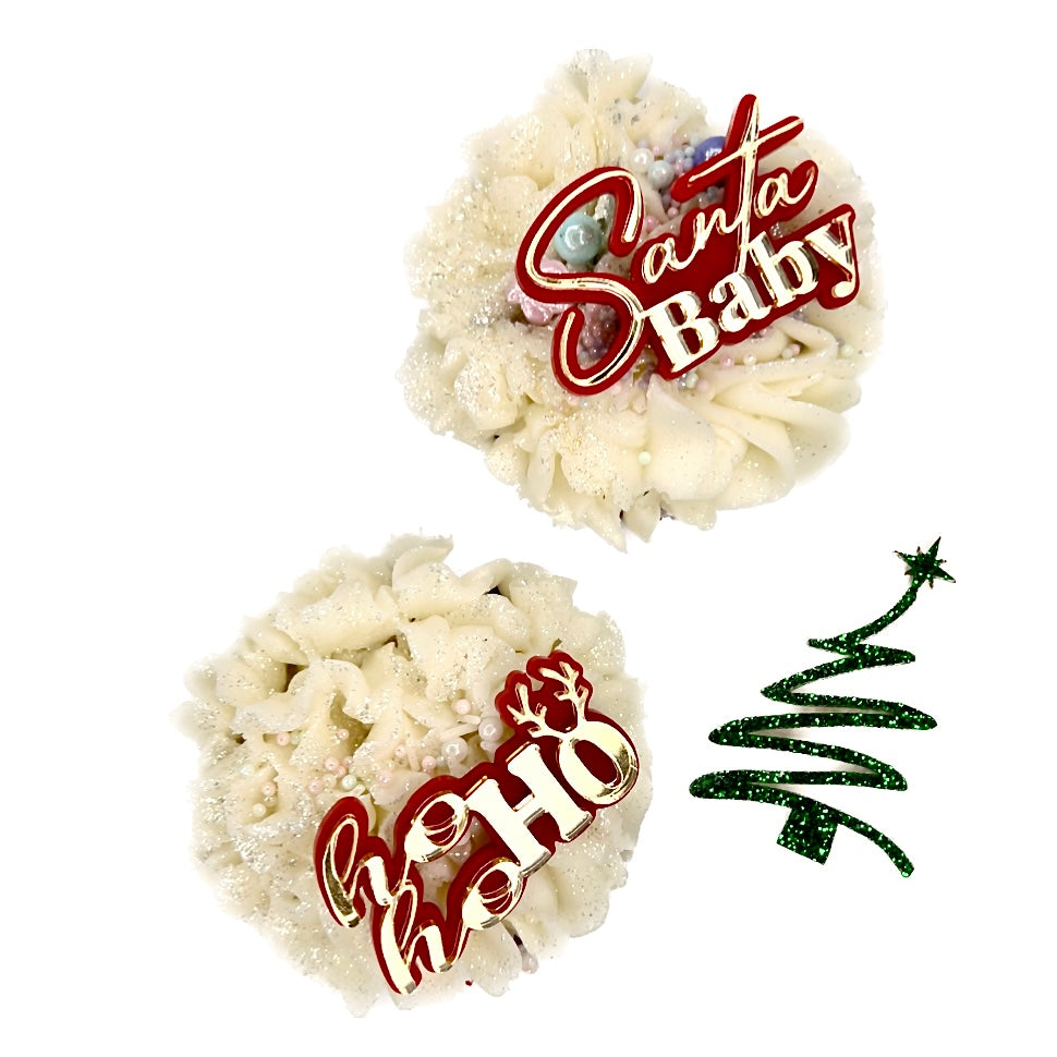 Acrylic Cupcake Topper Charms - Christmas Decorations 6pc