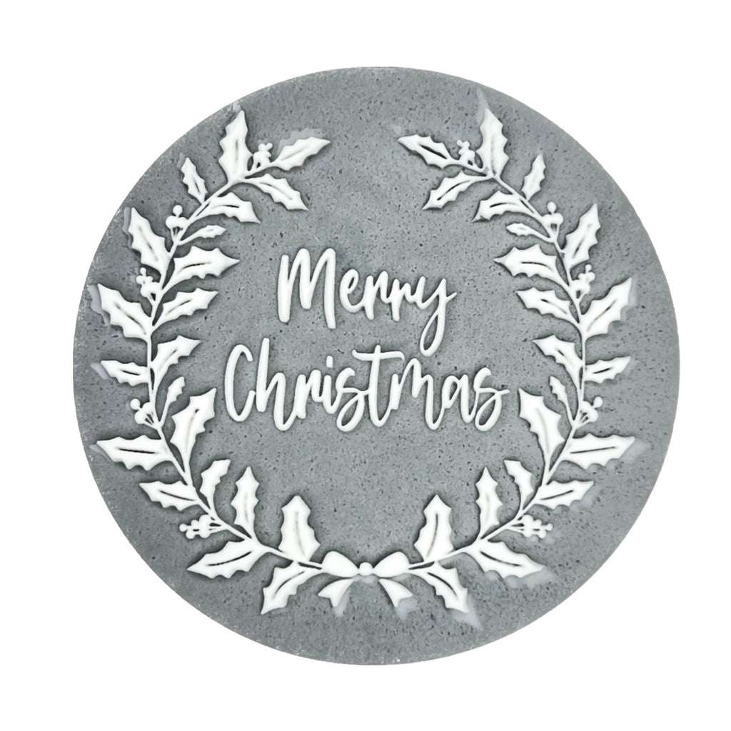 Cookie Stamp Debosser - Christmas Holly Wreath  Cakers Paradise