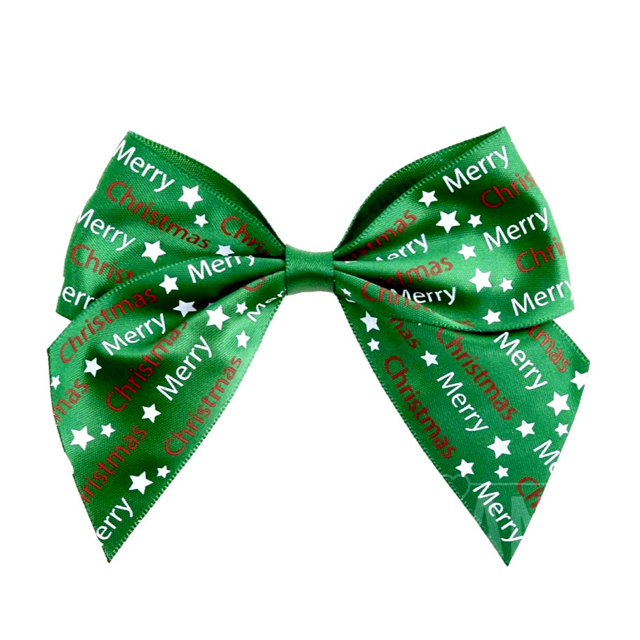Satin Cakesicle Bows 10cm 6 Pack - Merry Christmas Green Cakers Paradise