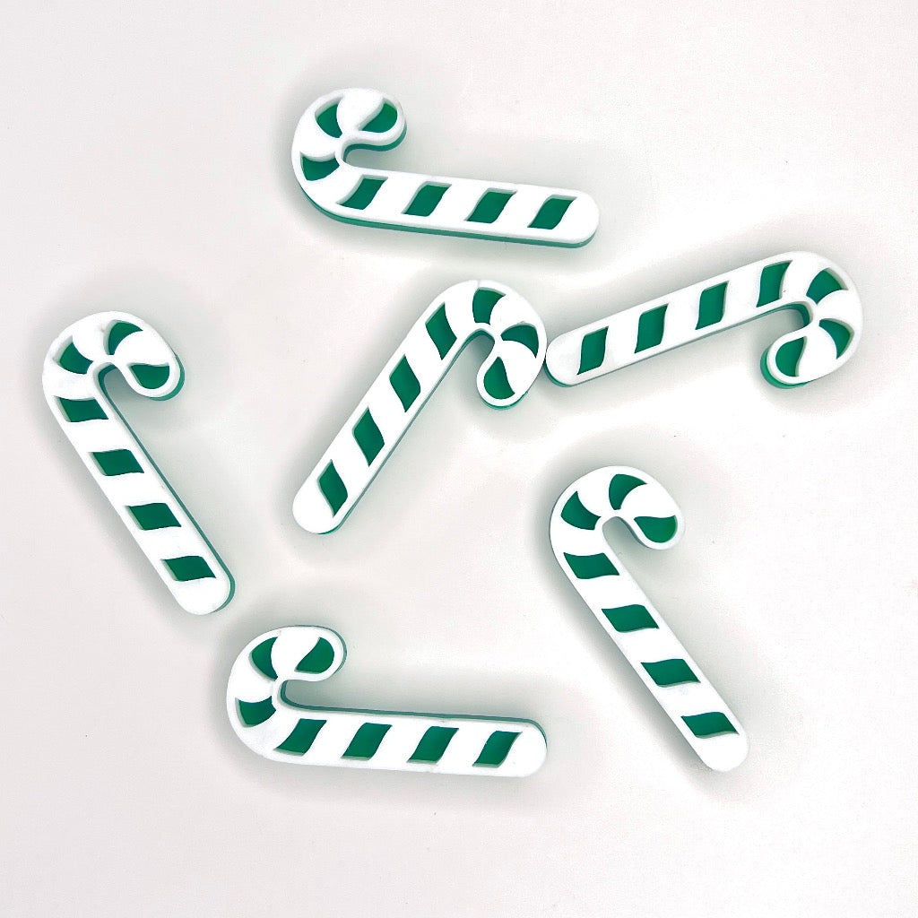 Acrylic Cupcake Topper Charms - Christmas Candy Cane 6pc Cakers Paradise