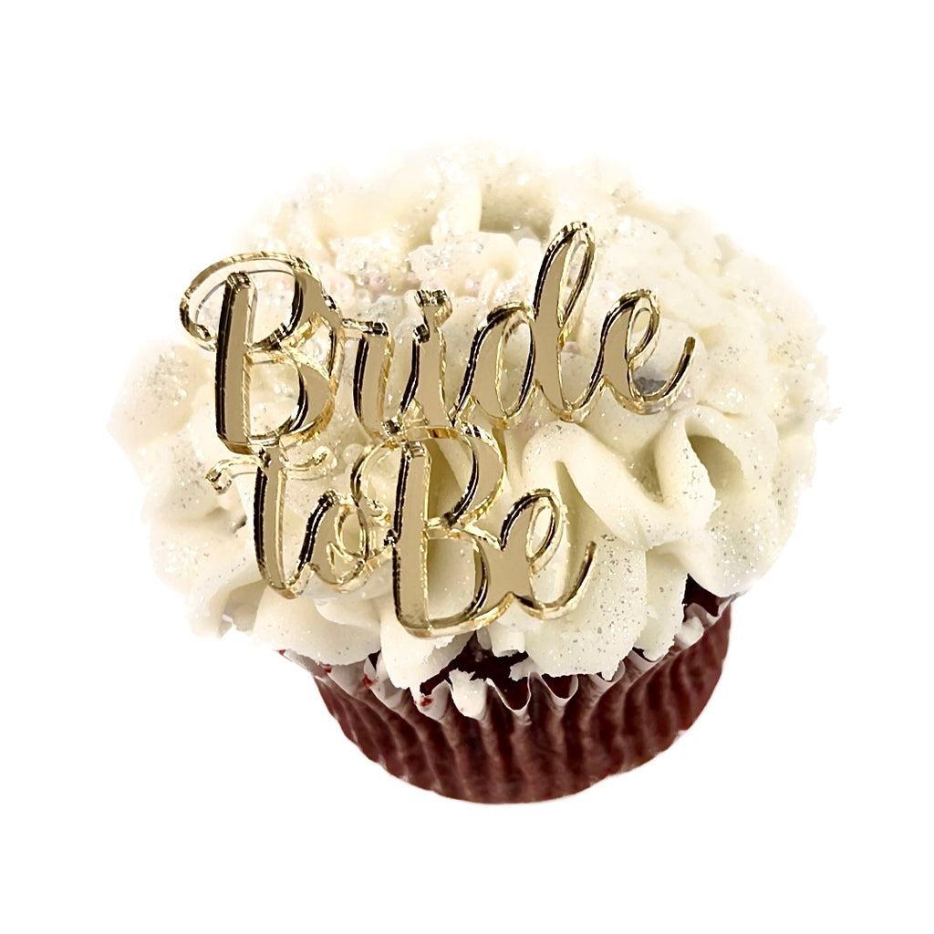 Acrylic Cupcake Topper Charms - Gold Bride to Be 6pc