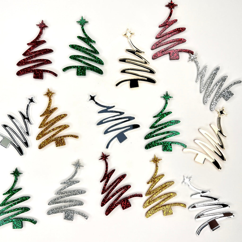 Acrylic Cupcake Topper Charms - Christmas Trees 6pc