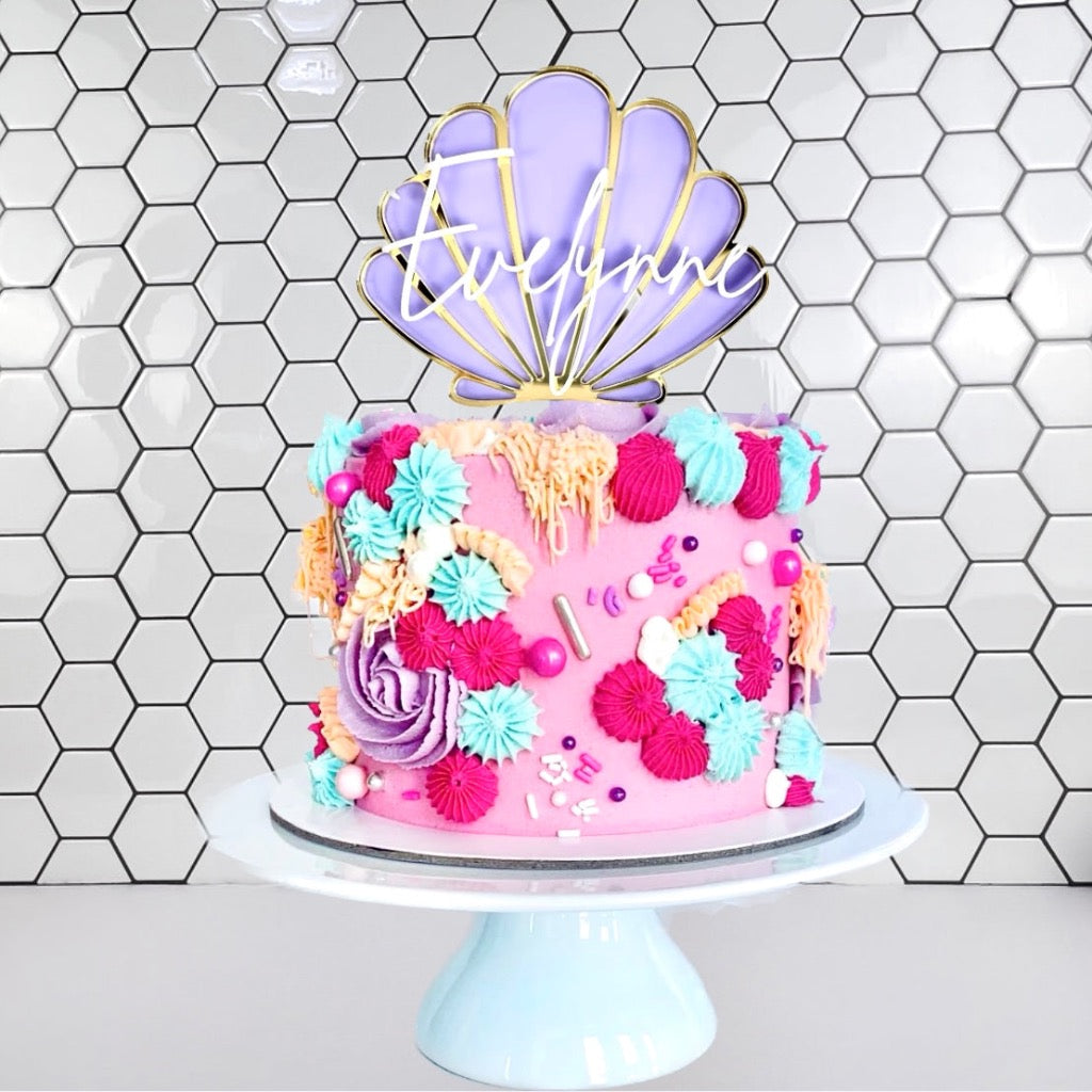 Layered Custom Name Acrylic Birthday Cake Topper - Clam Shell