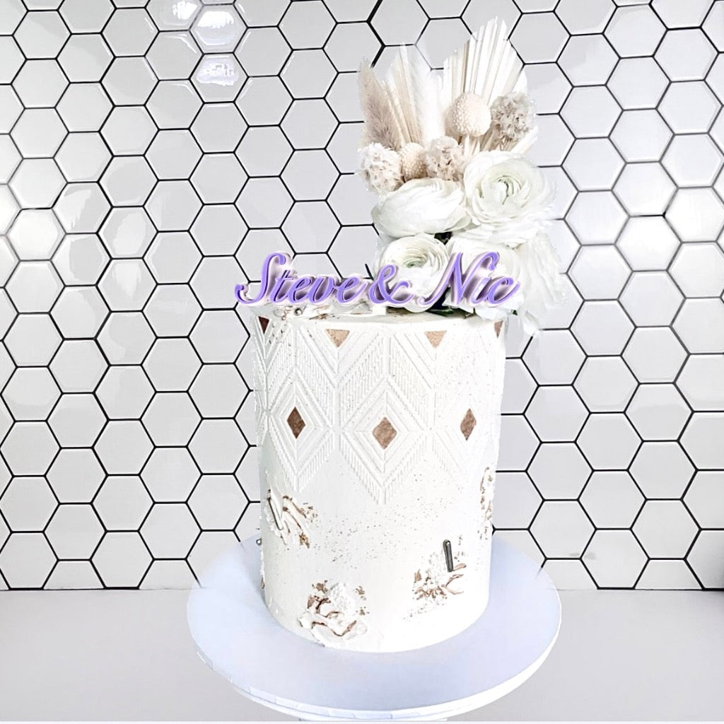 Layered Custom Name Acrylic Wedding Cake Topper