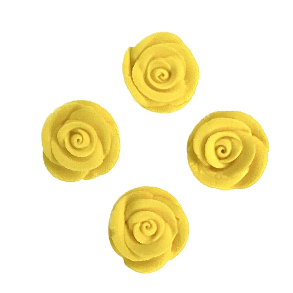 Edible Mini Sugar Cupcake Decorations - Yellow Roses 12pc