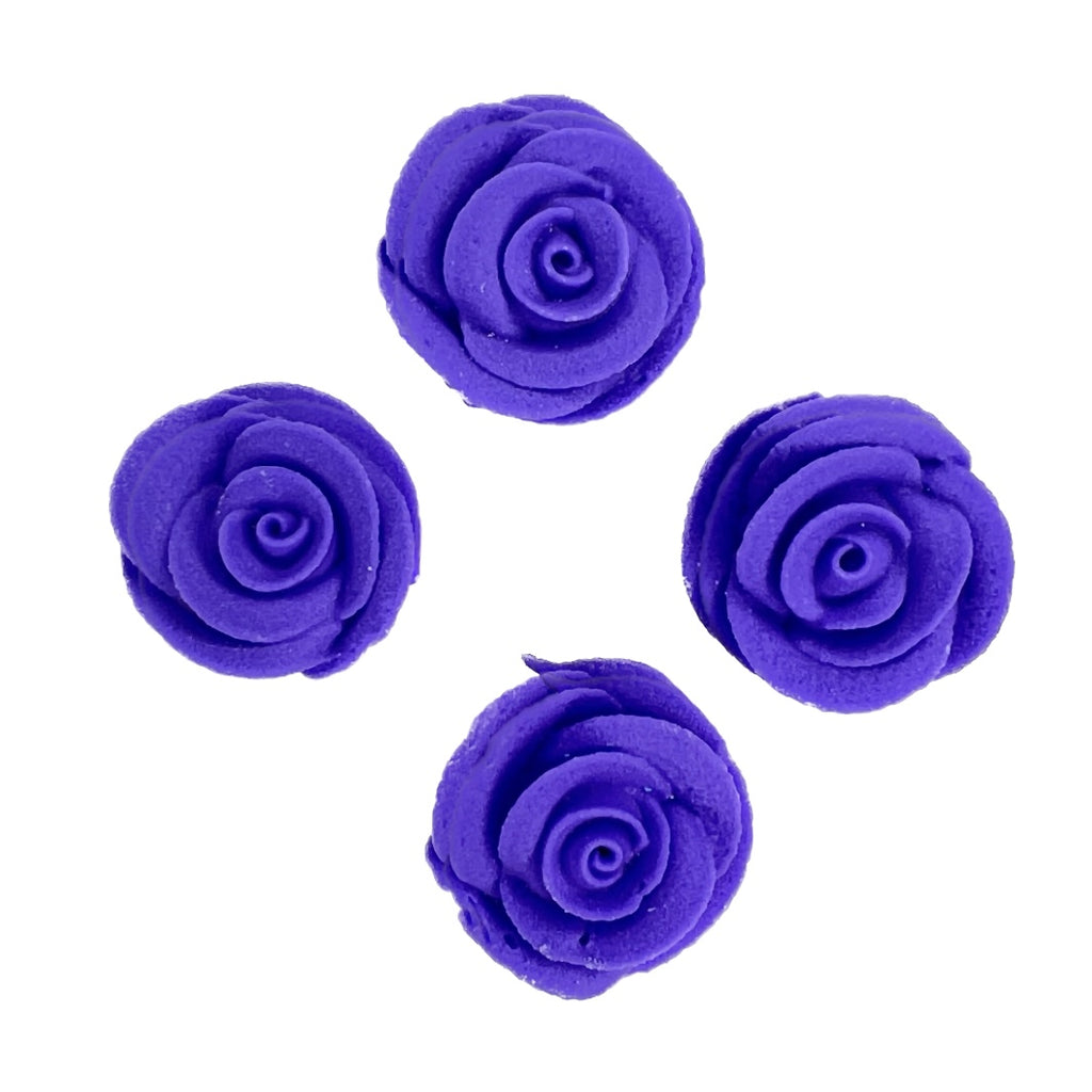 Edible Mini Sugar Cupcake Decorations - Purple Roses 12pc