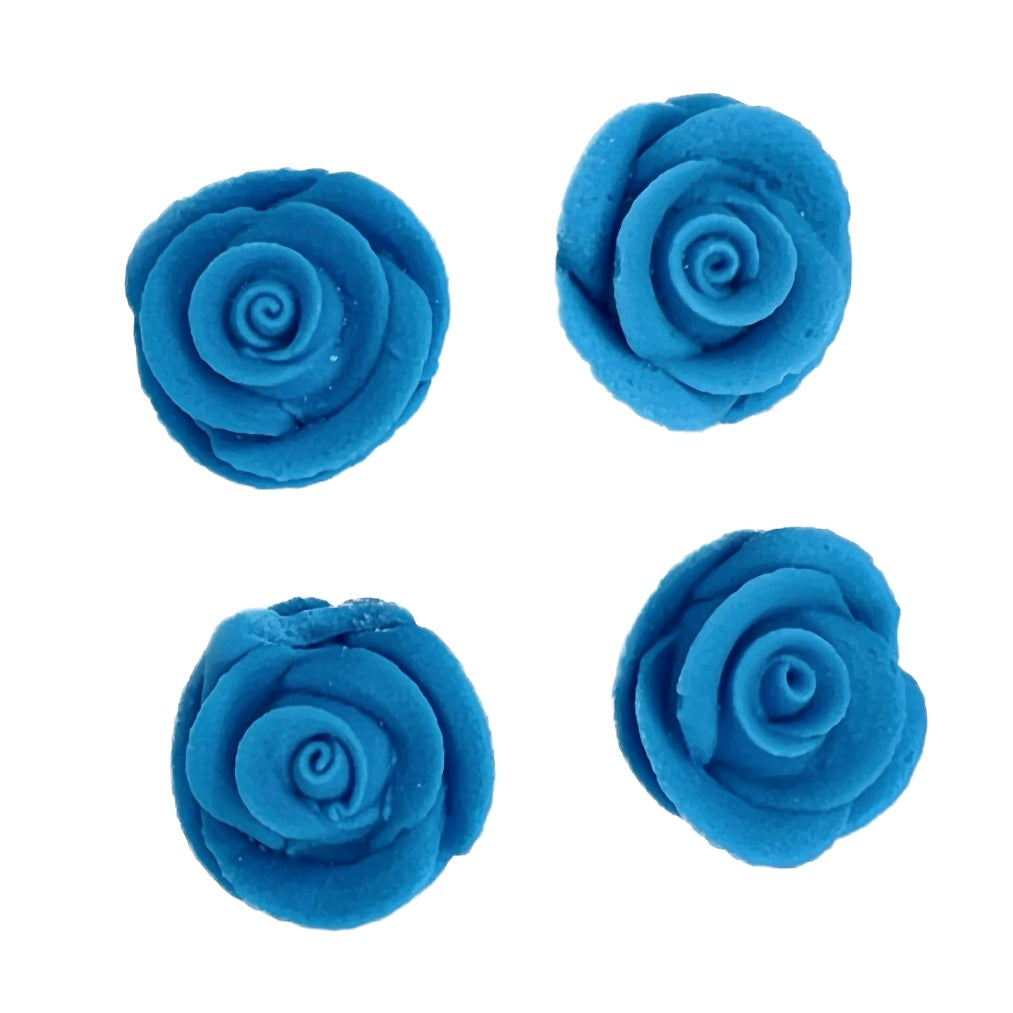Edible Mini Sugar Cupcake Decorations - Blue Roses 12pc