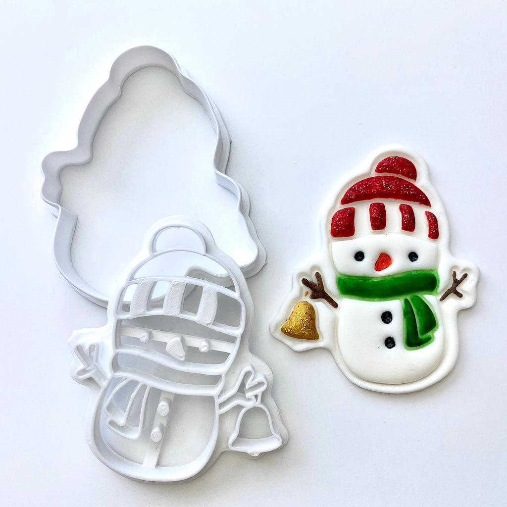 Christmas snowman cookie fondant embosser cutter