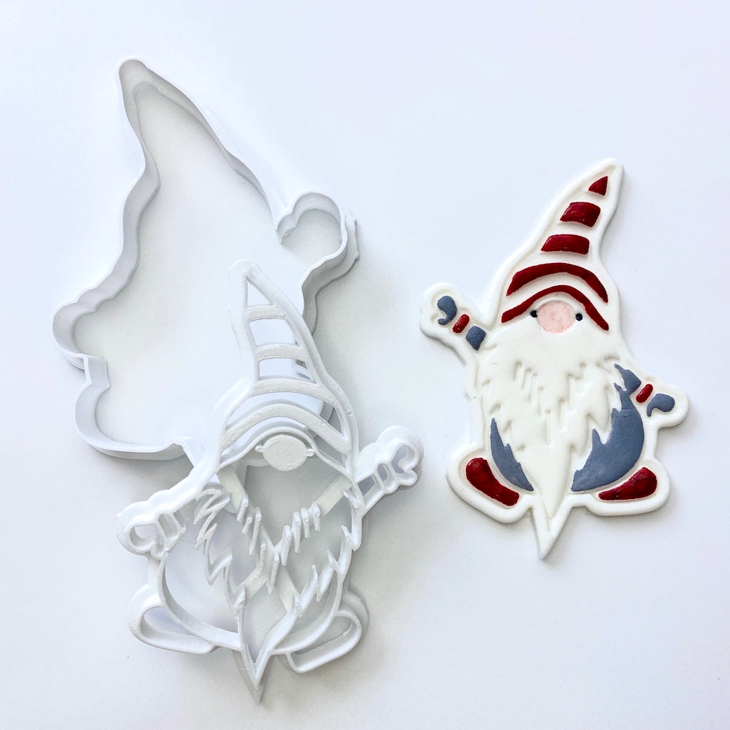 Christmas gnome cookie fondant embosser cutter