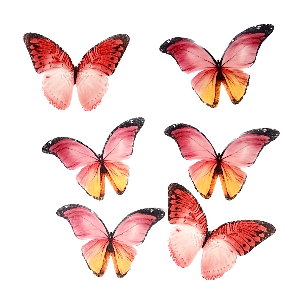Edible Wafer Cake Toppers - Large Pink Butterflies 6pc