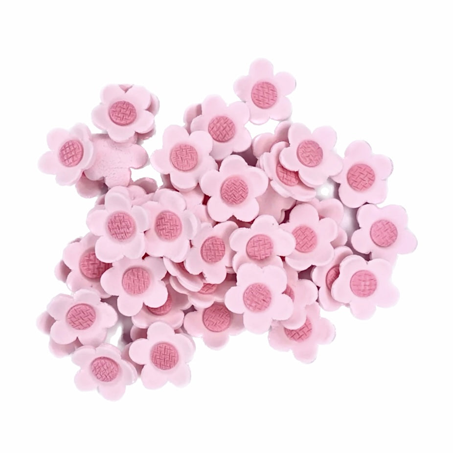 Edible Sugar Cupcake Decorations - Pink Flowers 20pc