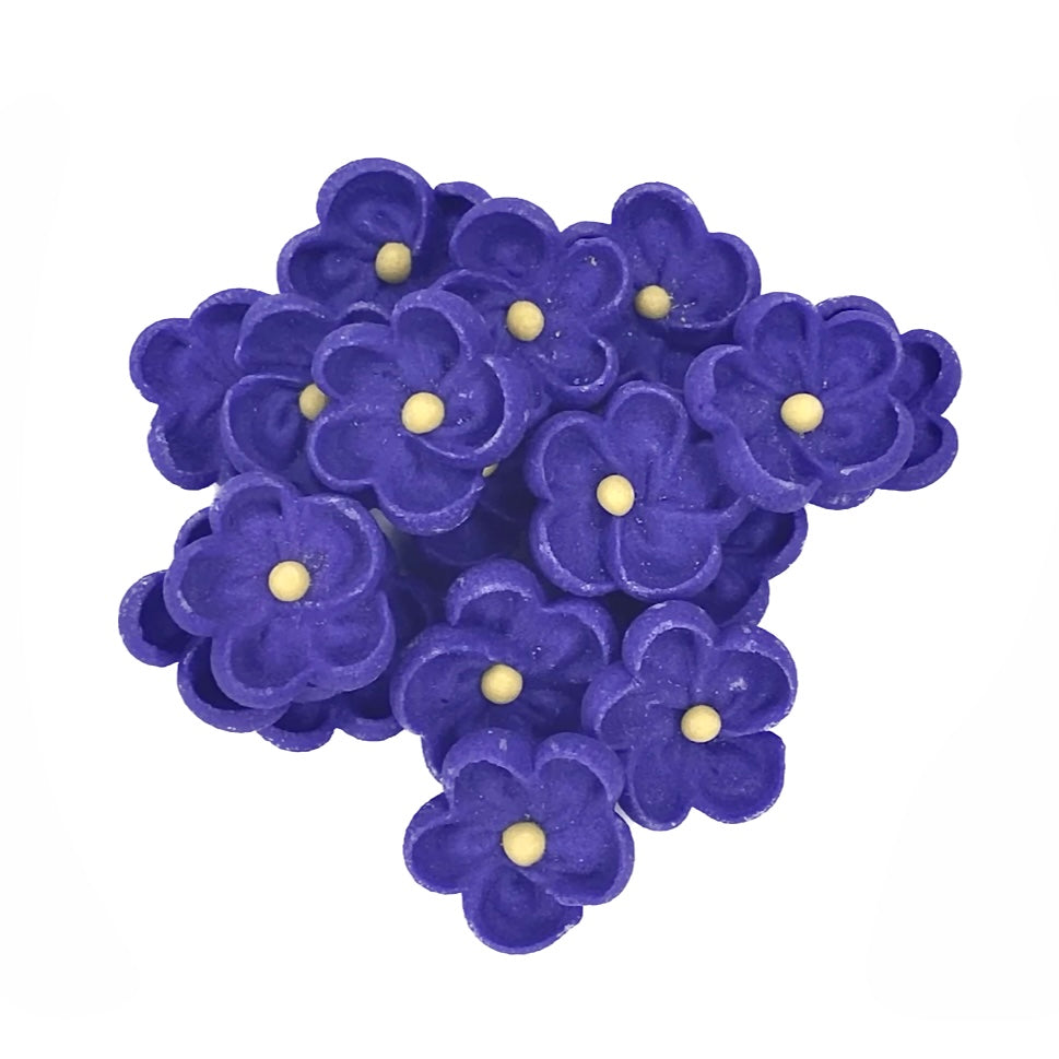 Edible Mini Sugar Cupcake Decorations - Purple Flowers 15pc