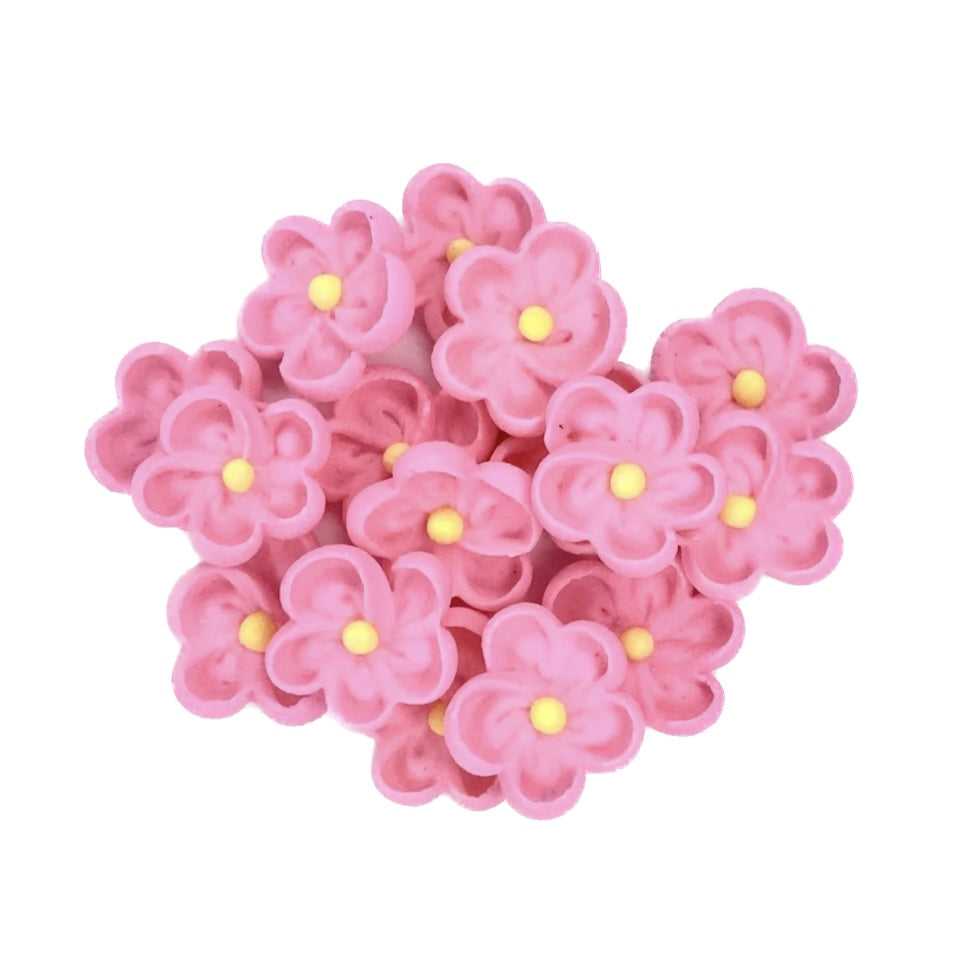 Edible Mini Sugar Cupcake Decorations - Pink Flowers 15pc