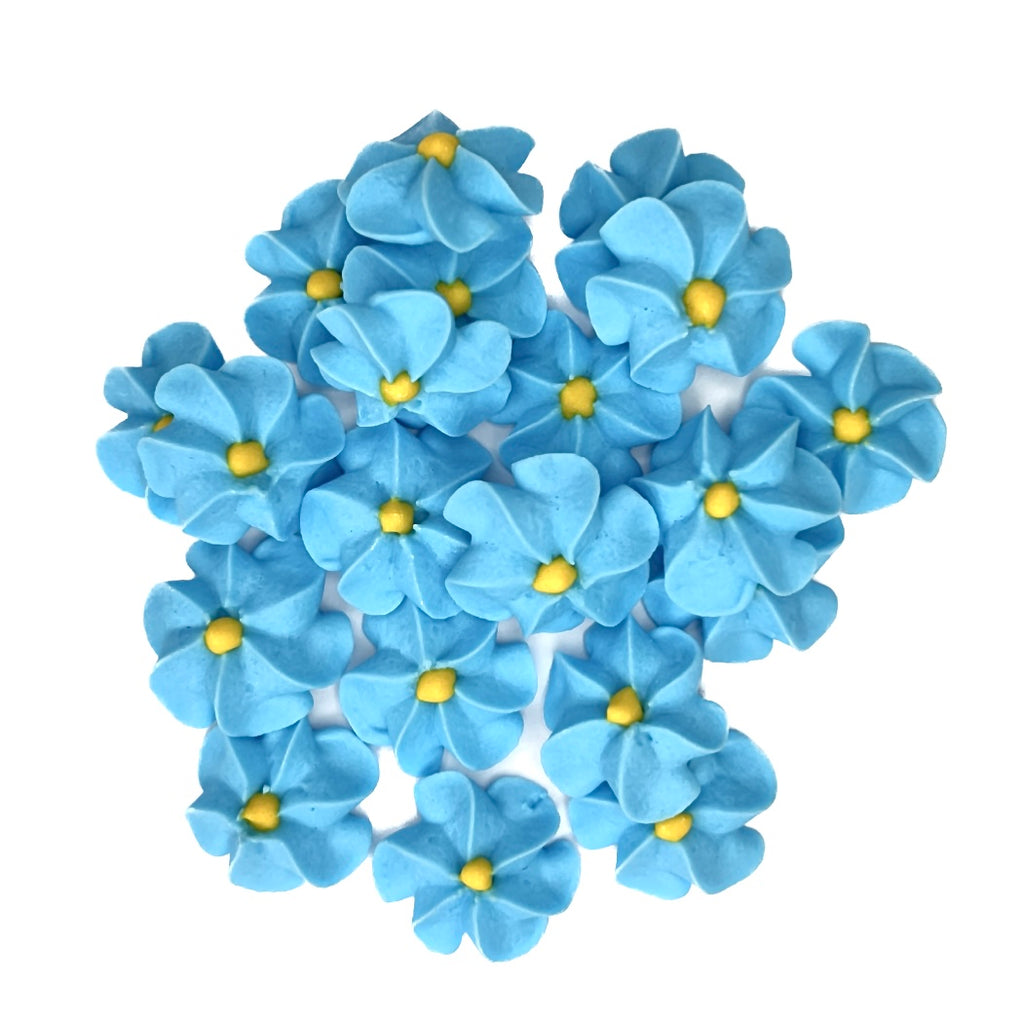 Edible Sugar Cupcake Decorations - Blue Mini Flowers 20pc