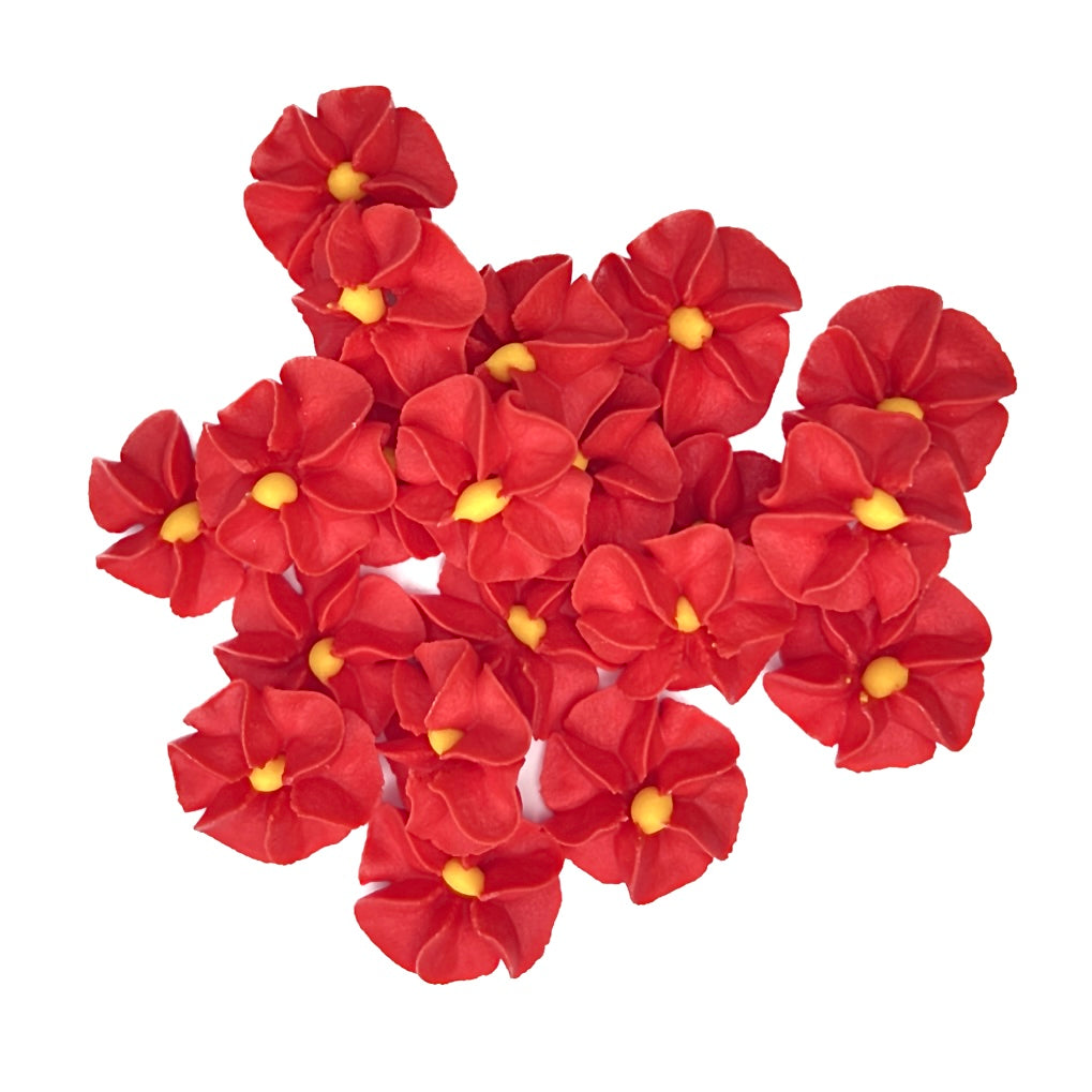 Edible Sugar Cupcake Decorations - Red Mini Flowers 20pc