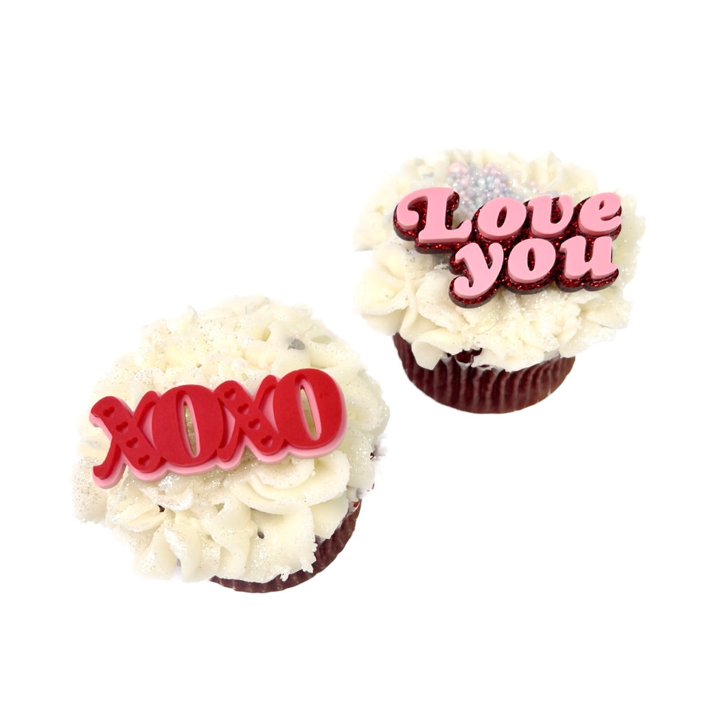 Acrylic Cupcake Topper Charms - XOXO 6pc