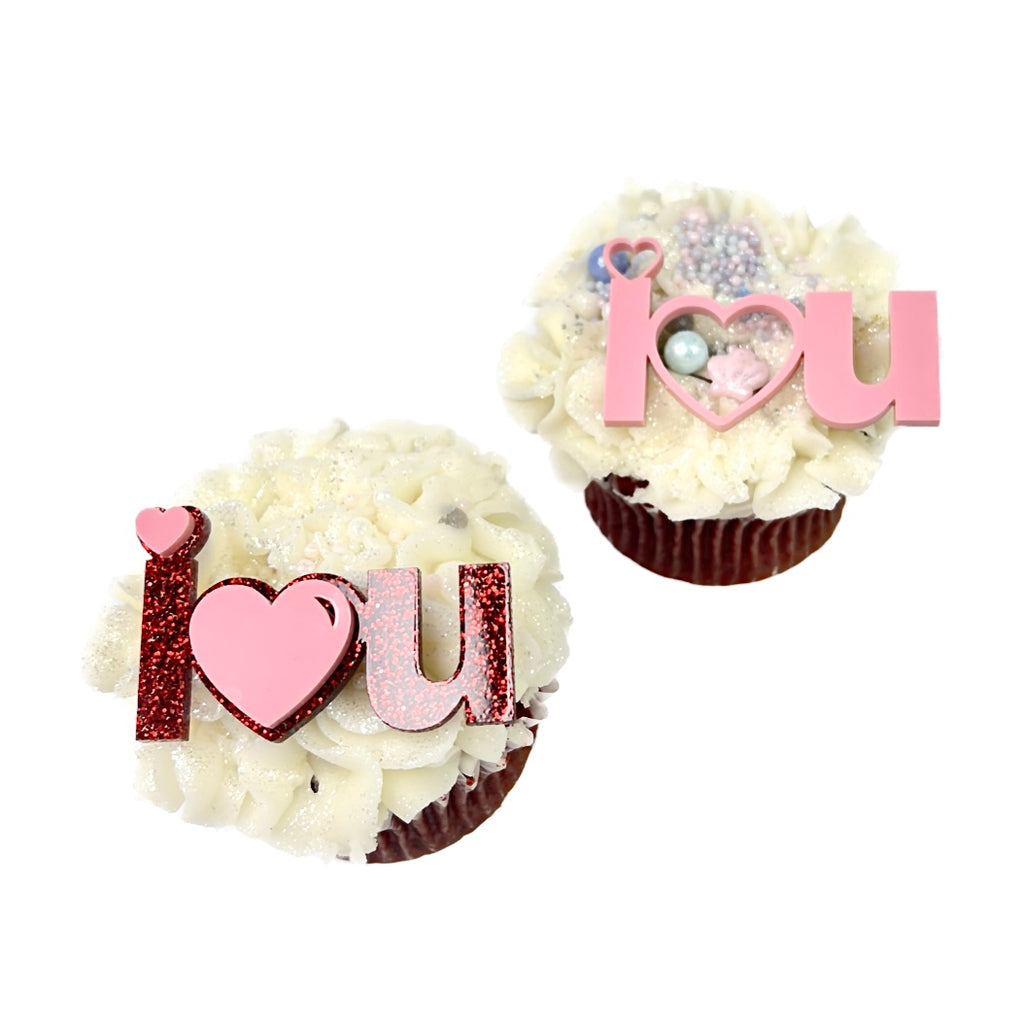 Acrylic Cupcake Topper Charms - I Love You Valentine's day