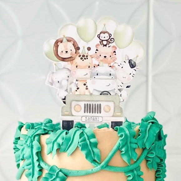 Safari animal acrylic cake topper