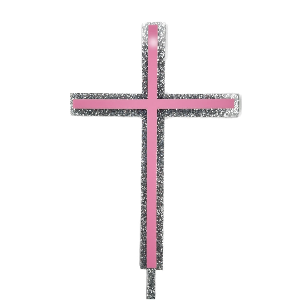 Double Layer Acrylic Cross Cake Topper